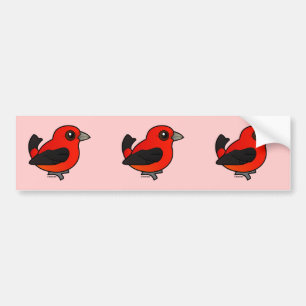 Cartoon Scarlet Tanager Bumper Sticker