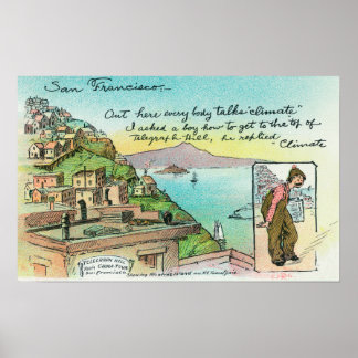 Cartoon Scene about Climate Poster
