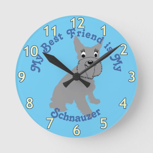 Cartoon Schnauzer Round Clock