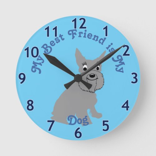 Cartoon Schnauzer Round Clock