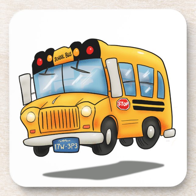 Cartoon School Bus Beverage Coaster (Front)