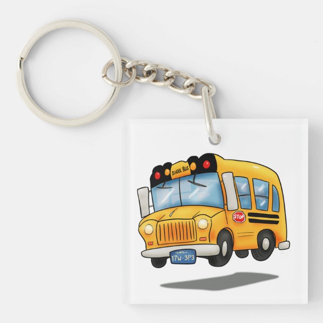 Cartoon School Bus Keychain (Front)