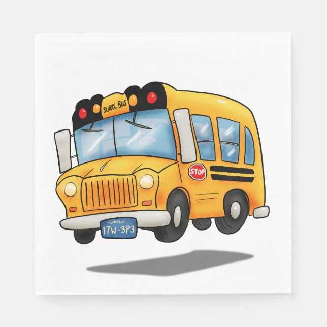 Cartoon School Bus Napkins (Front)