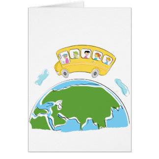 cartoon school bus on earth globe.png cards