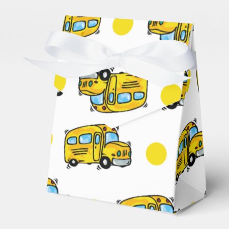 Cartoon School Bus, Yellow & White Polka Dots Favor Boxes