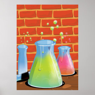 Cartoon Science experiments Poster