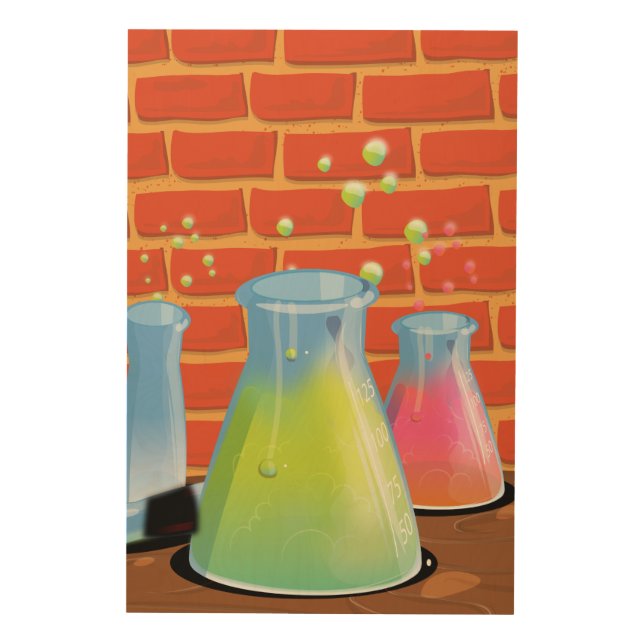 Cartoon Science experiments Wood Wall Decor (Front)