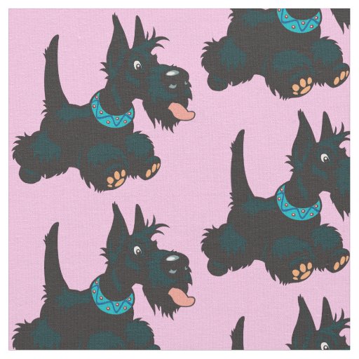 Cartoon scottish terrier fabric