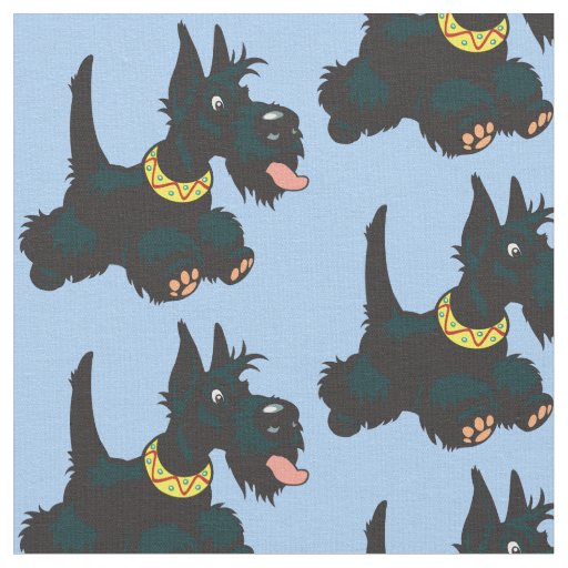 Cartoon scottish terrier fabric