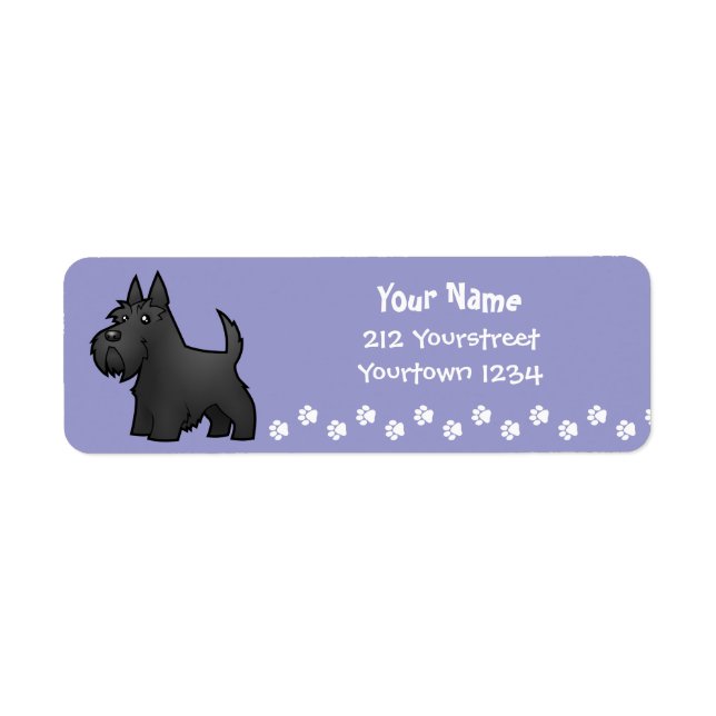 Cartoon Scottish Terrier Label (Front)