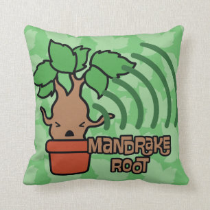 Cartoon Screaming Mandrake Character Art Throw Pillow