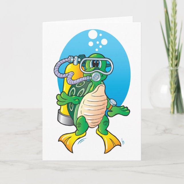 Cartoon Scuba Turtle Card (Front)
