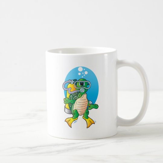 Cartoon Scuba Turtle Coffee Mug