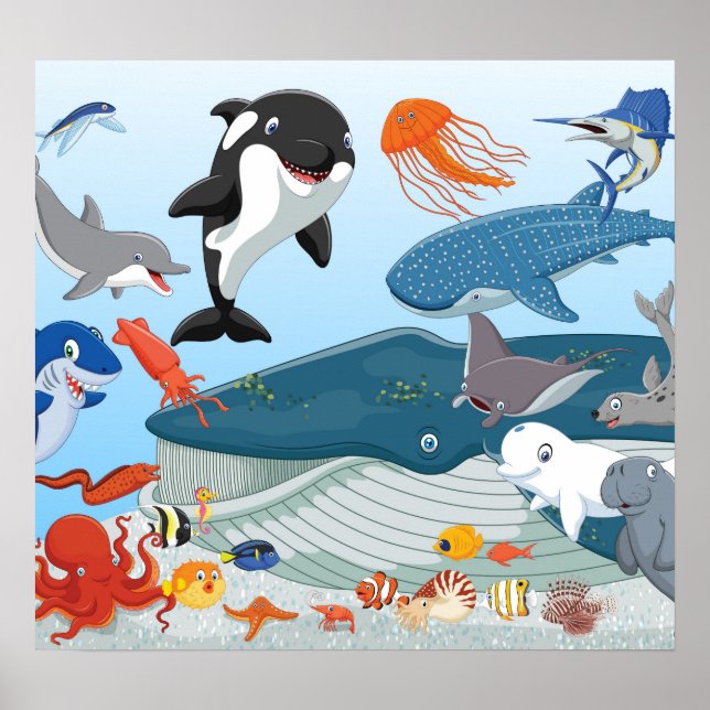 Cartoon sea animals poster (Front)
