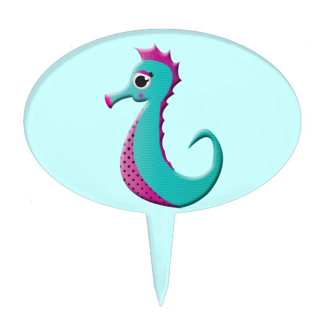Cartoon Sea-horse Cake Topper (Front)