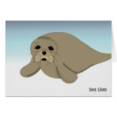 Cartoon Sea Lion Note Card (Front Horizontal)