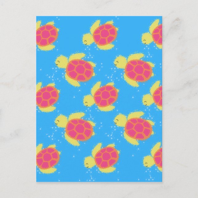Cartoon Sea Turtle Pattern Postcard (Front)