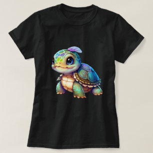 Cartoon Sea Turtle With Vibrant Shell T-Shirt