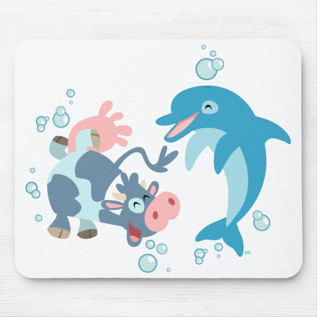 Cartoon  Seacow and Dolphin mousepad (Front)