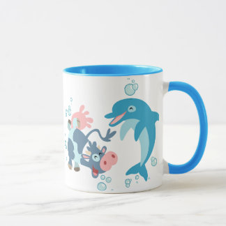 Cartoon Seacow and Dolphin Mug