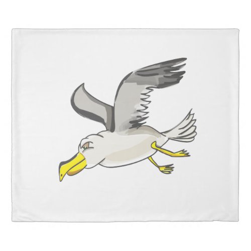 Cartoon seagull flying over head duvet cover