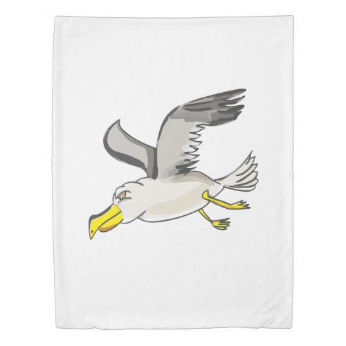 Cartoon seagull flying over head duvet cover