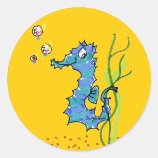 Cartoon Seahorse Cute Classic Round Sticker