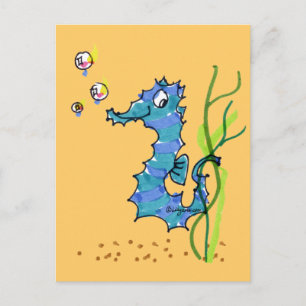 Cartoon Seahorse Cute Postcard