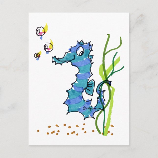Cartoon Seahorse Cute Postcard (Front)