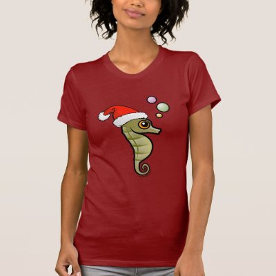 Cartoon Seahorse Santa T-Shirt
