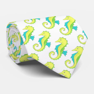 Cartoon Seahorse Seahorses Marine Ocean Life Tie