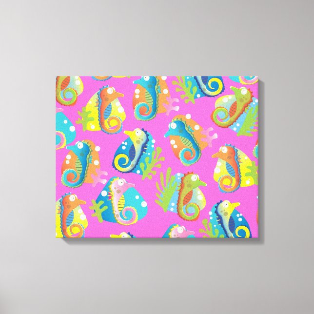 Cartoon Seahorses Canvas Print (Front)
