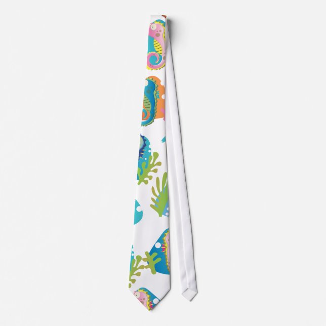 Cartoon Seahorses Tie (Front)