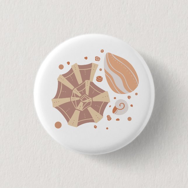 Cartoon seashell with doodle ornament   button (Front)