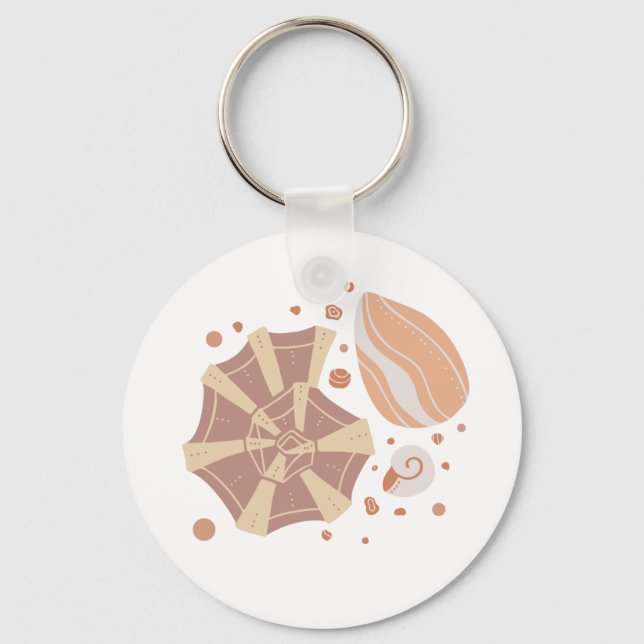 Cartoon seashell with doodle ornament   keychain (Front)