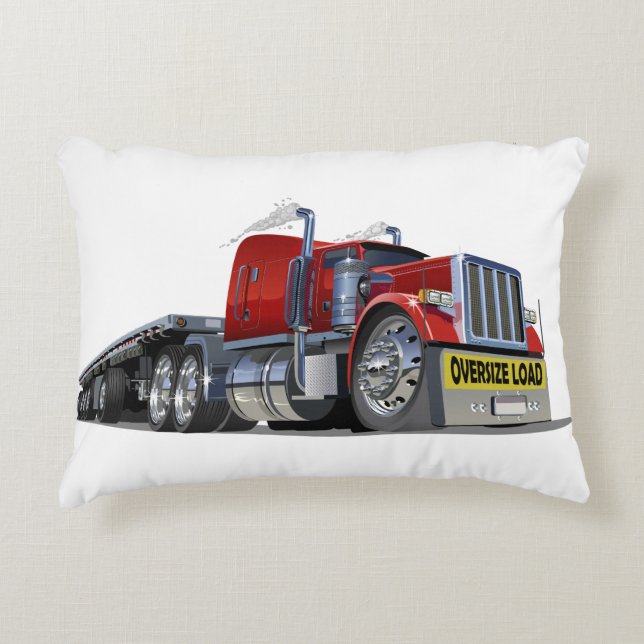 Cartoon semi truck accent pillow (Front)