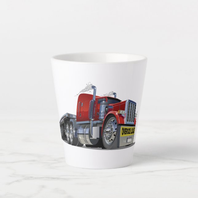 Cartoon semi truck latte mug (Front)