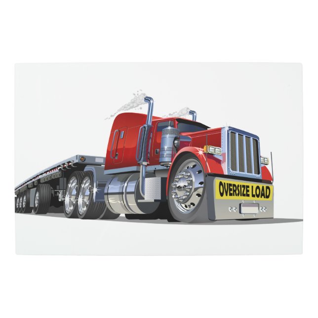 Cartoon semi truck metal print (Front)