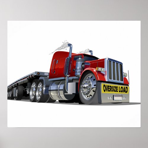 Cartoon semi truck poster