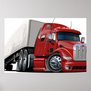 Cartoon semi truck poster