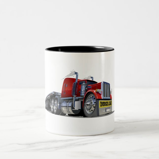 Cartoon semi truck Two-Tone coffee mug (Center)