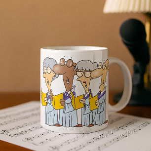 Cartoon Senior Citizens Church Choir Singing Coffee Mug