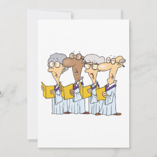 Cartoon Senior Citizens Church Choir Singing Invitation
