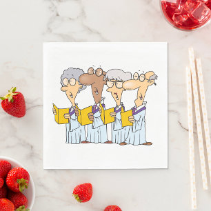Cartoon Senior Citizens Church Choir Singing Napkins