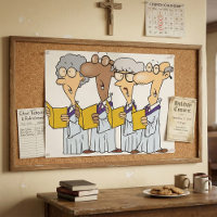 Cartoon Senior Citizens Church Choir Singing