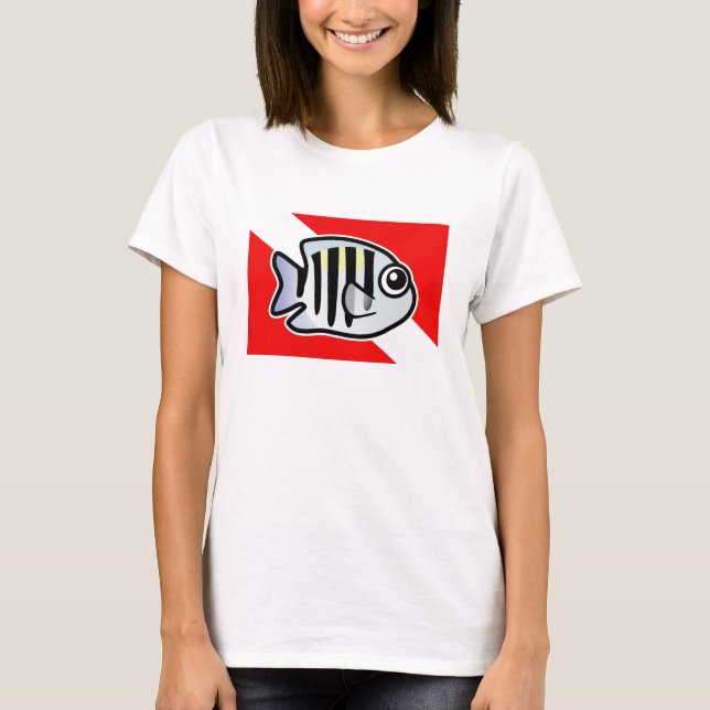 Cartoon Sergeant Major Dive Flag T-Shirt (Front)