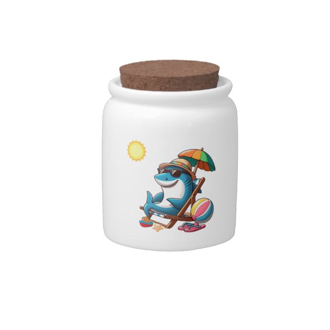 Cartoon shark at the beach candy jar (Front)