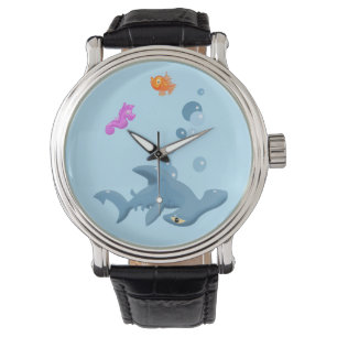 Cartoon Shark, Fish, and Seahorse Watch