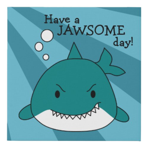 Cartoon Shark Jawsome Day Faux Canvas Print