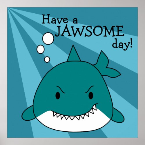 Cartoon Shark Jawsome Day Poster
